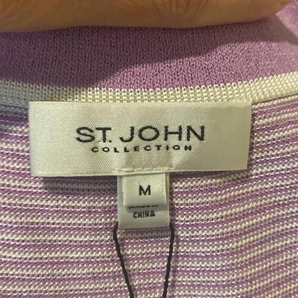 St John knit sleeveless top size M. NWT Lilac (“wisteria”) with cream stripes - Picture 4 of 6